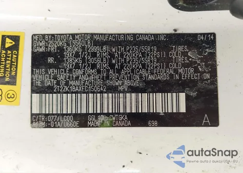 2015 Lexus Rx 350 z USA, uszkodzony, nr VIN 2T2ZK1BAXFC150642